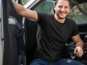 template-of-a-white-man-wearing-a-tshirt-while-coming-out-of-his-car-a15995